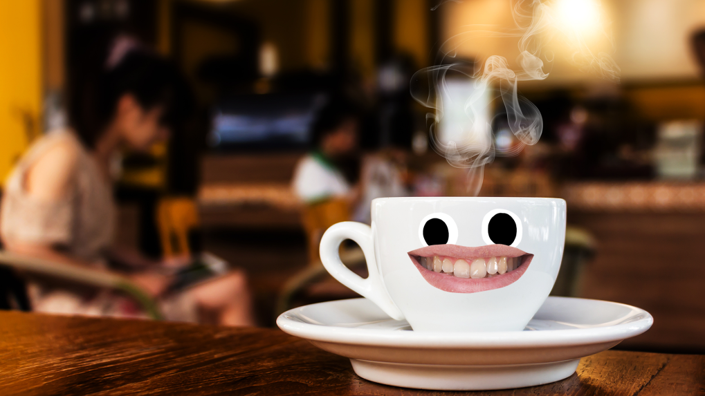 smiling tea cup